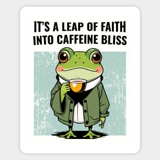 Frog Drinking Coffee Magnet